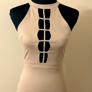 Nude wrap style mini dress